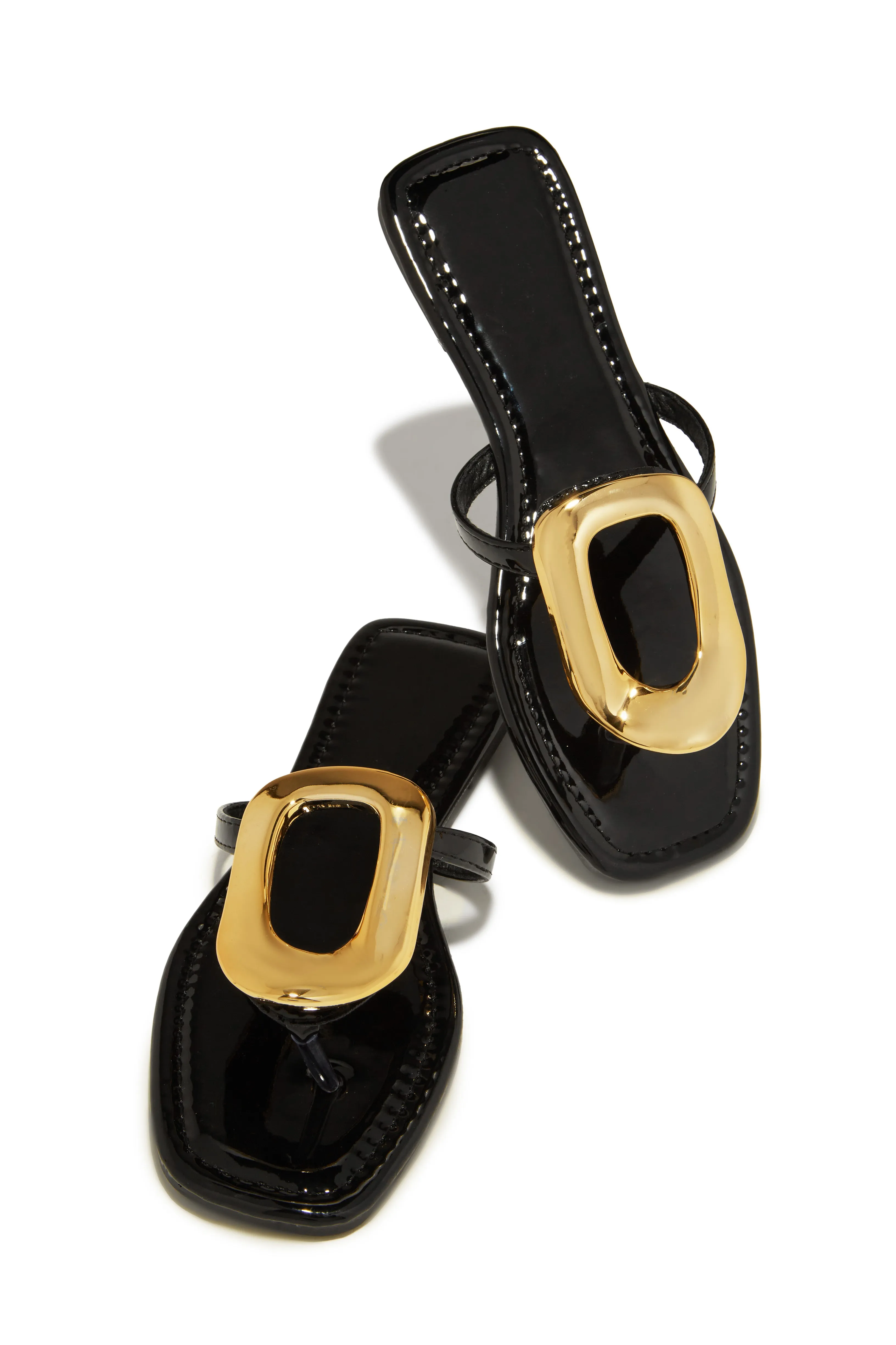 Adelia Slip On Thong Strap Sandals - Gold