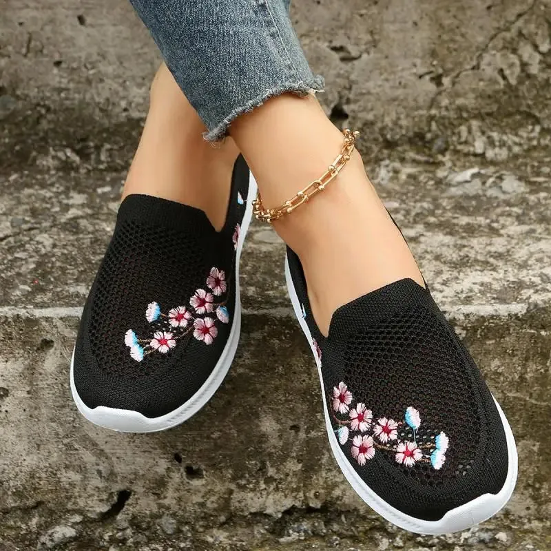 AMOZAE- -  Knitted Embroidered Flats