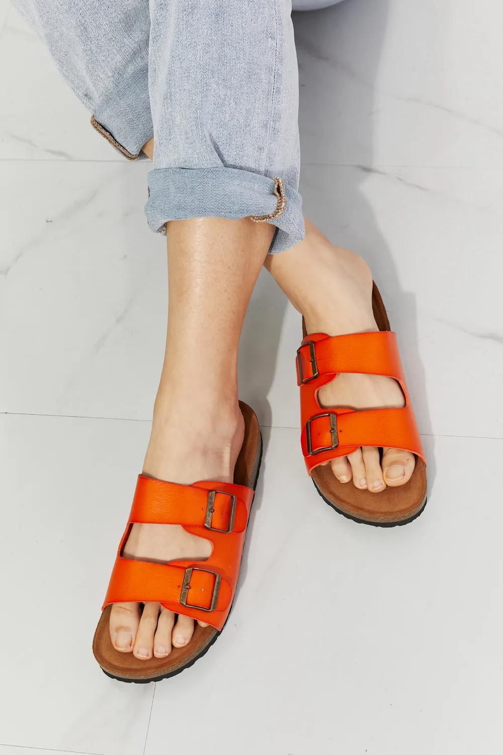 *APP EXCLUSIVE* Double Banded Slide Sandals in Orange