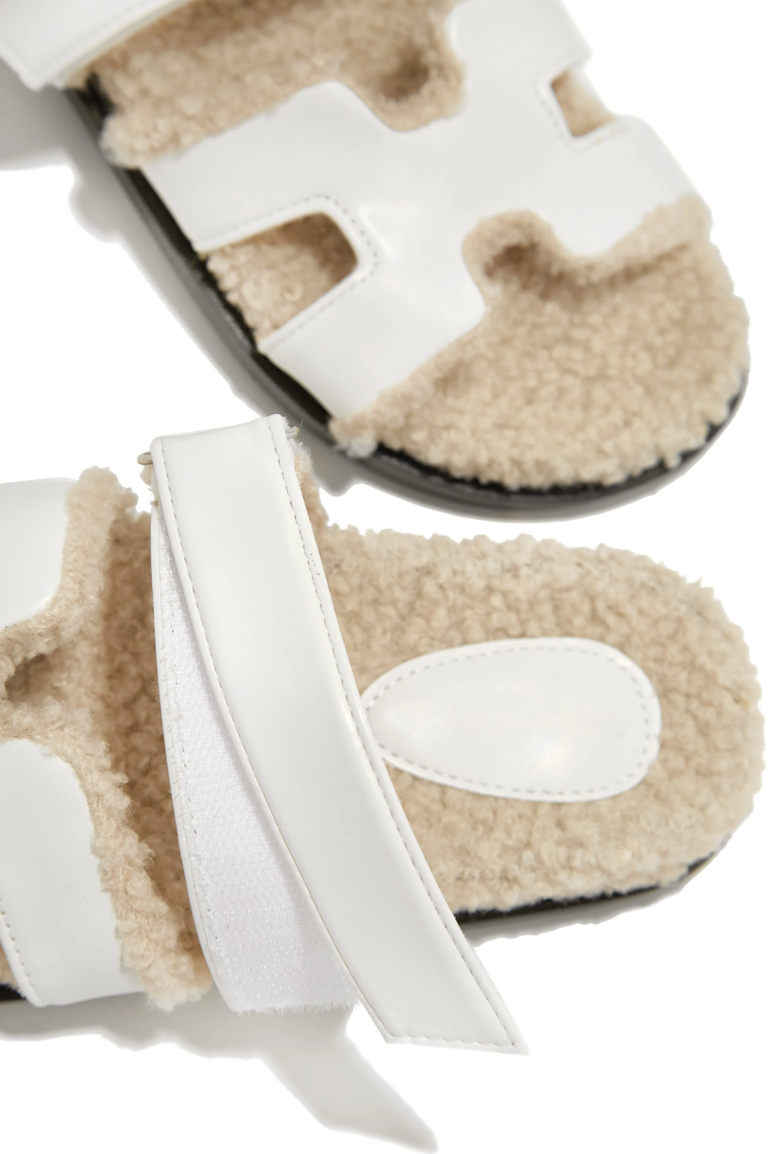 Bailey Faux Sherpa Slip On Sandals - White