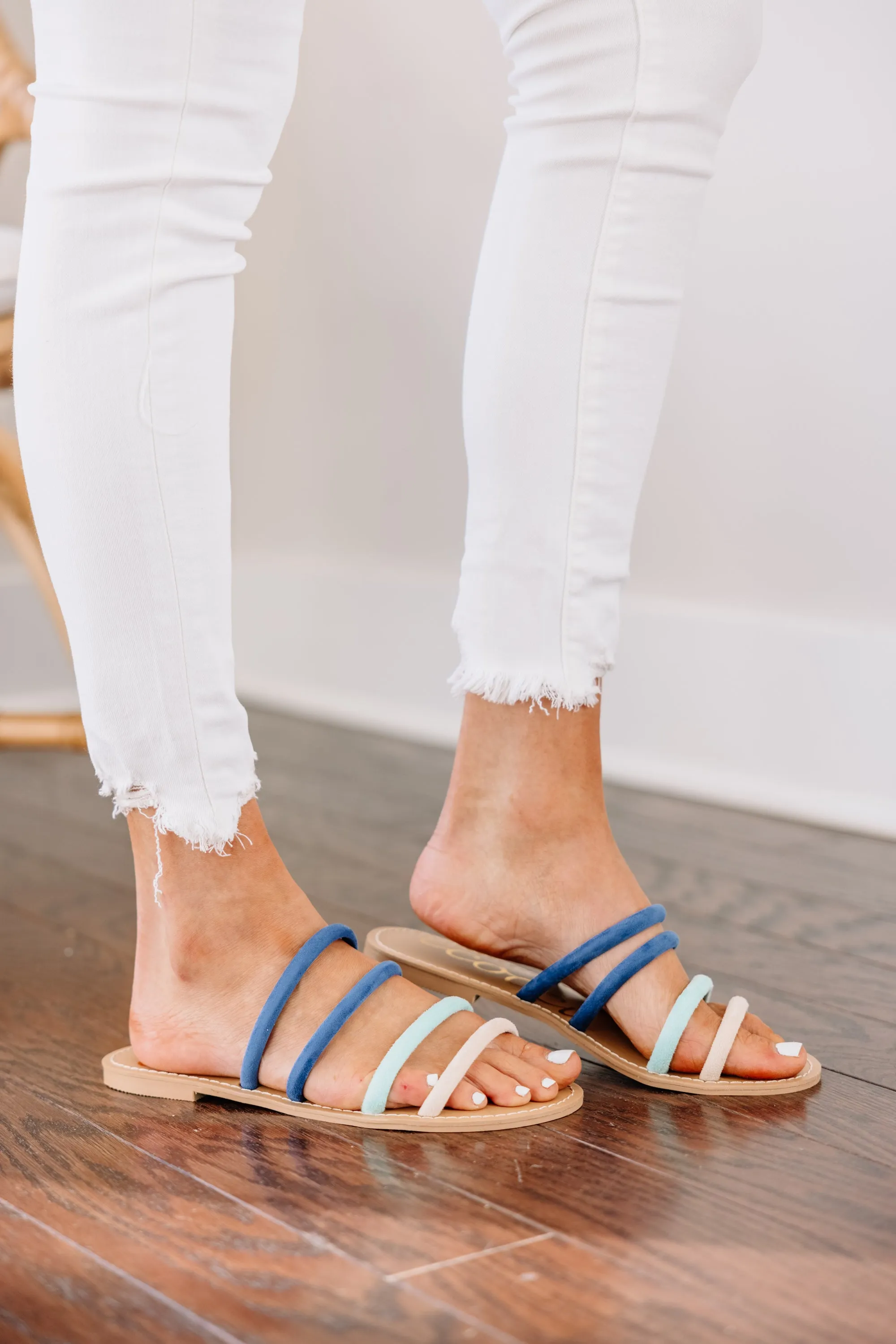 Break The Rules Cobalt Blue Colorblock Sandals