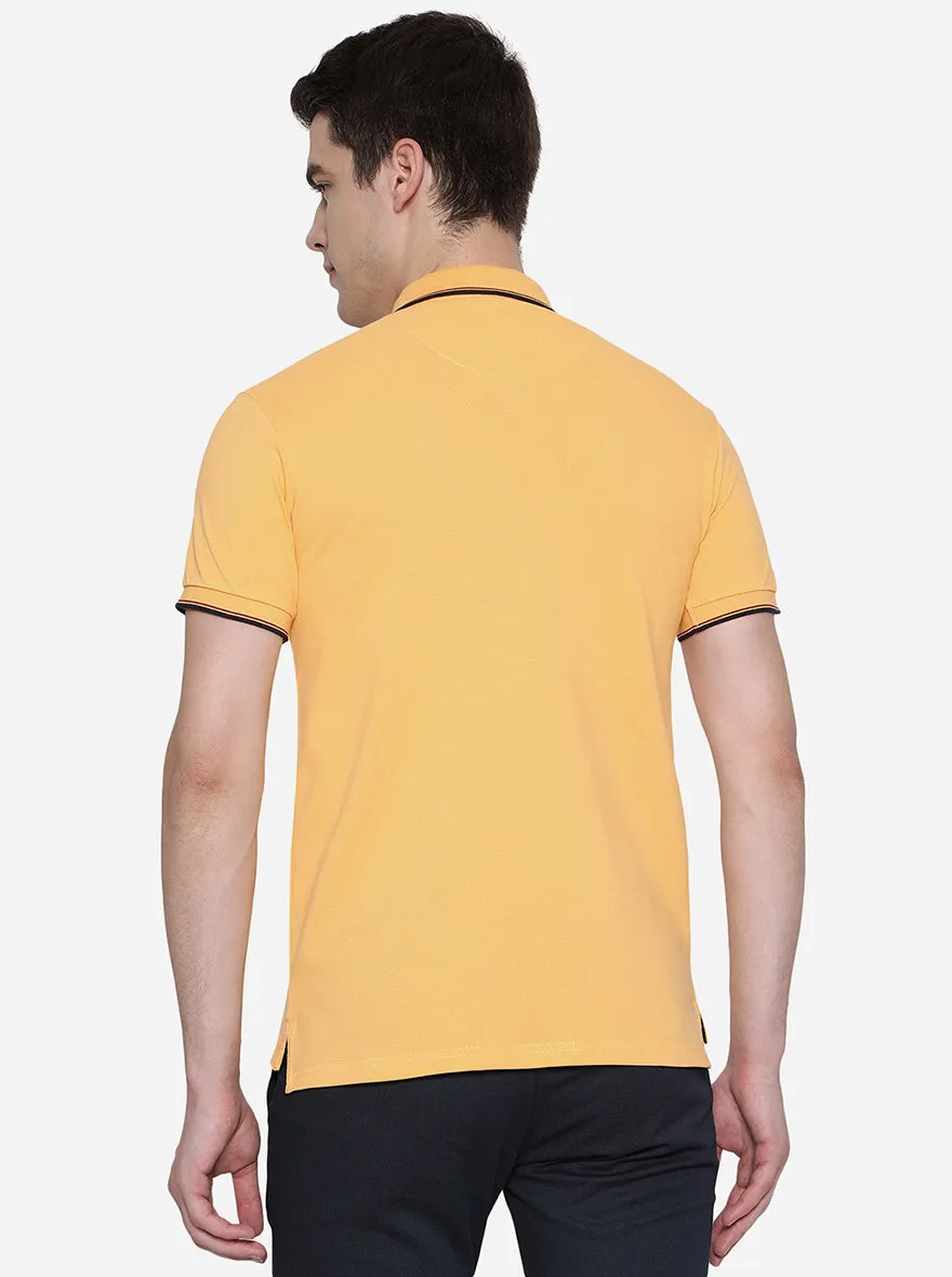 Bright Yellow Solid Slim Fit Polo T-Shirt | JadeBlue