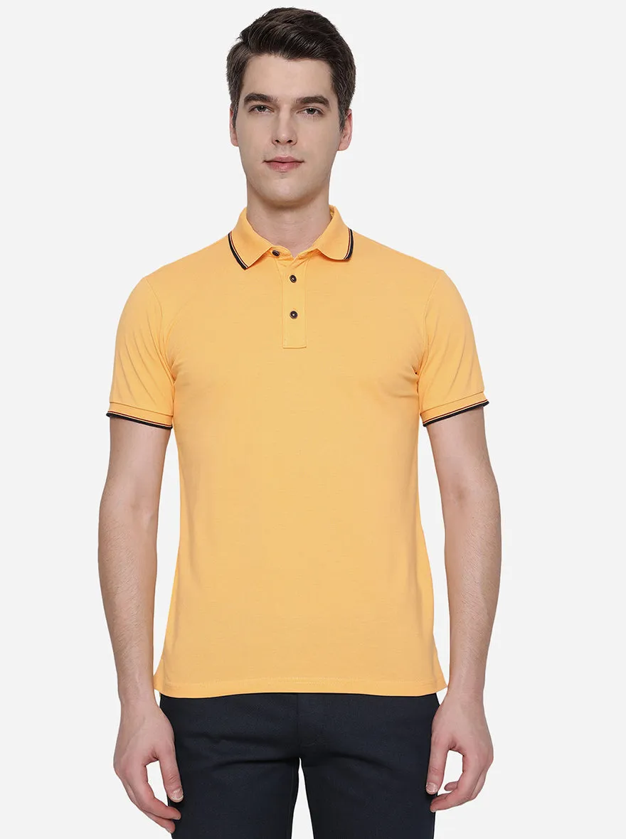 Bright Yellow Solid Slim Fit Polo T-Shirt | JadeBlue