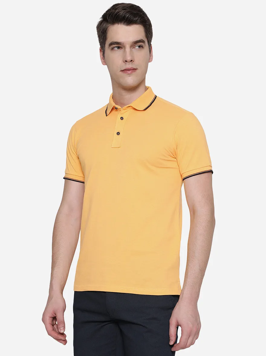 Bright Yellow Solid Slim Fit Polo T-Shirt | JadeBlue