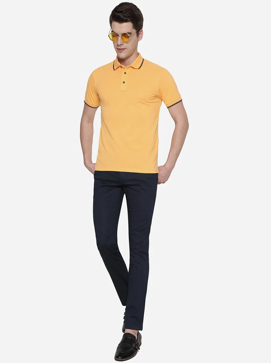 Bright Yellow Solid Slim Fit Polo T-Shirt | JadeBlue