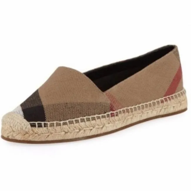 BURBERRY Hodgeson House Check Canvas Espadrilles Flats