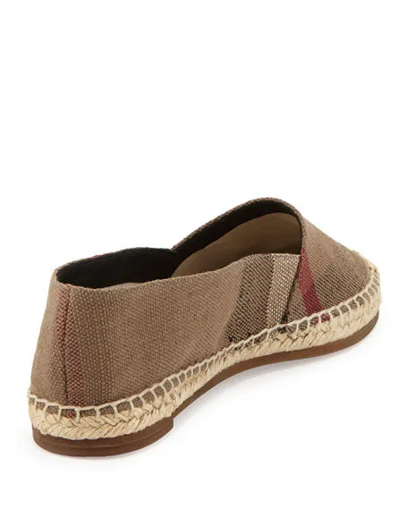 BURBERRY Hodgeson House Check Canvas Espadrilles Flats