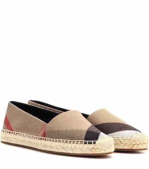 BURBERRY Hodgeson House Check Canvas Espadrilles Flats