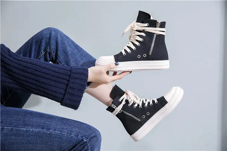 Canvas Ankle Lace Up Sneakers Boots