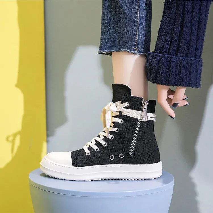 Canvas Ankle Lace Up Sneakers Boots