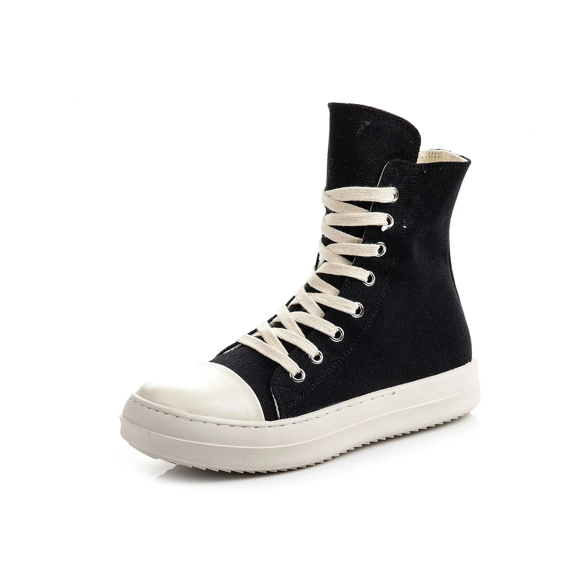 Canvas leather Ankle Boots