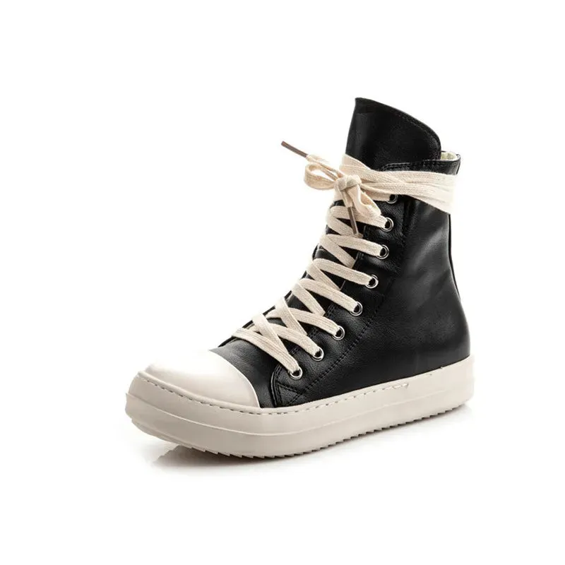 Canvas leather Ankle Boots