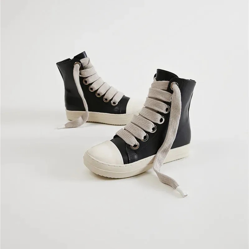 Canvas leather Ankle Boots