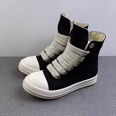 Canvas leather Ankle Boots