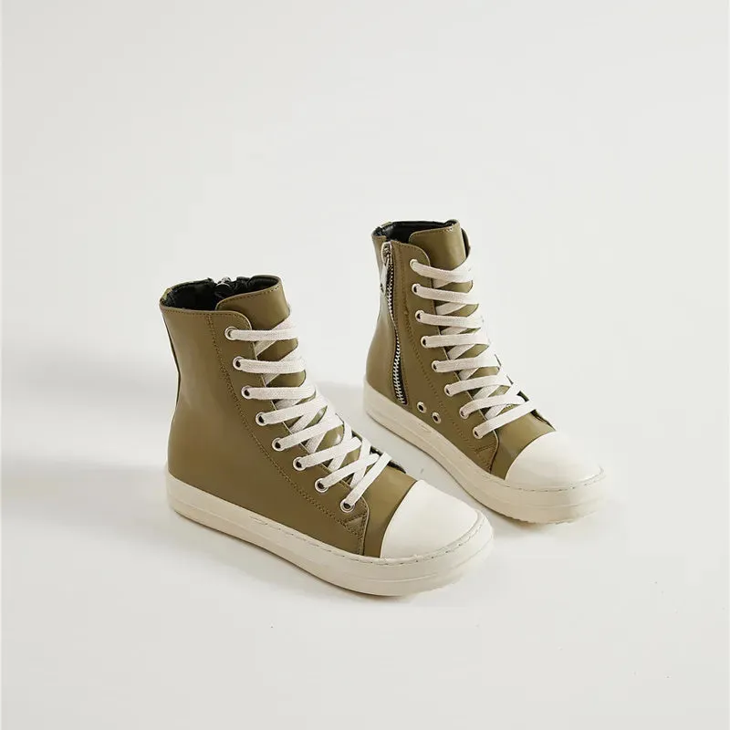 Canvas leather Ankle Boots