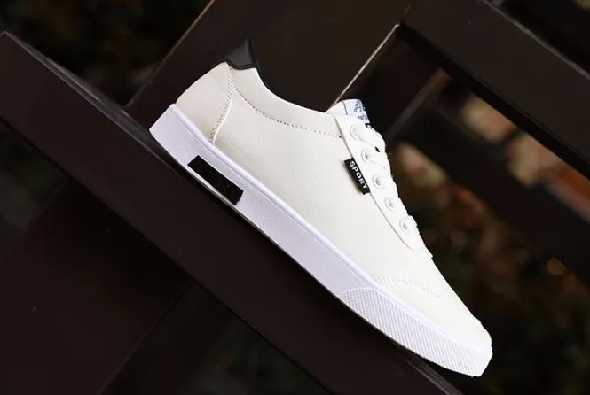 Casual British Style Autumn White Shoes For Men