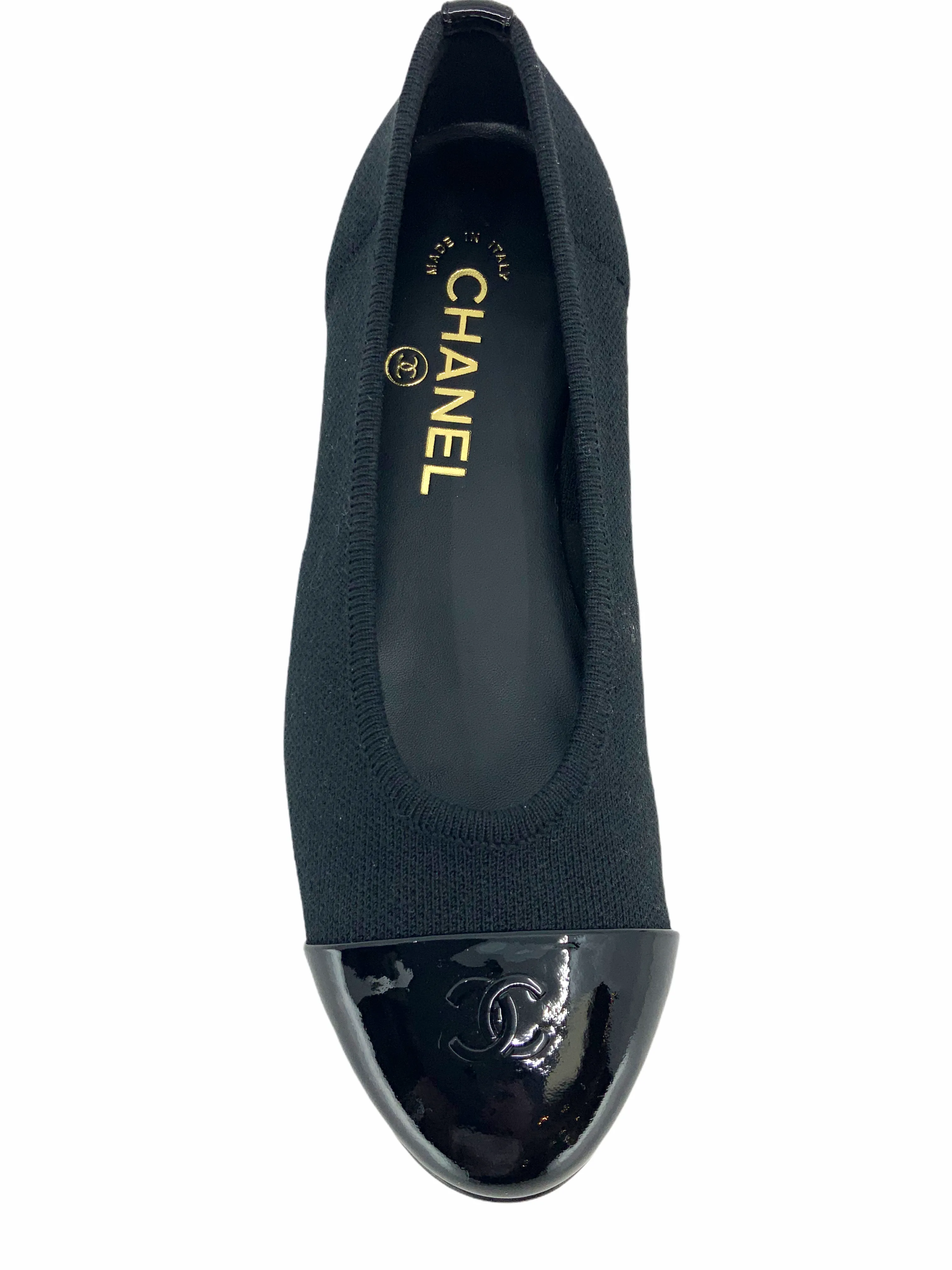 Chanel Fabric Patent CC Cap Toe Ballerina Flats 6