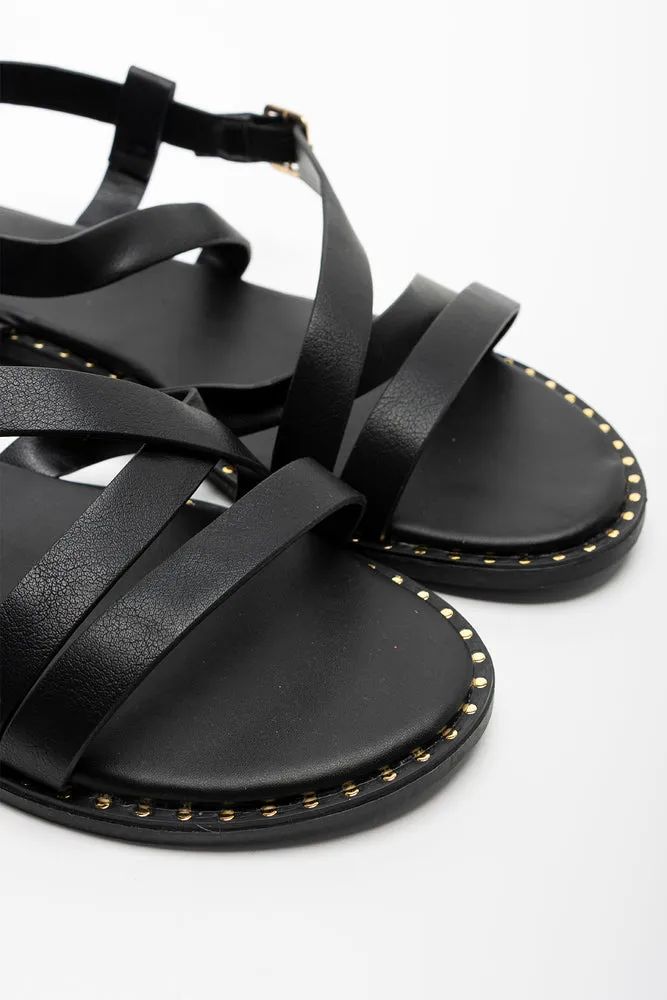 Cross Over Strappy Sandal Black