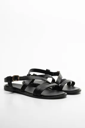 Cross Over Strappy Sandal Black