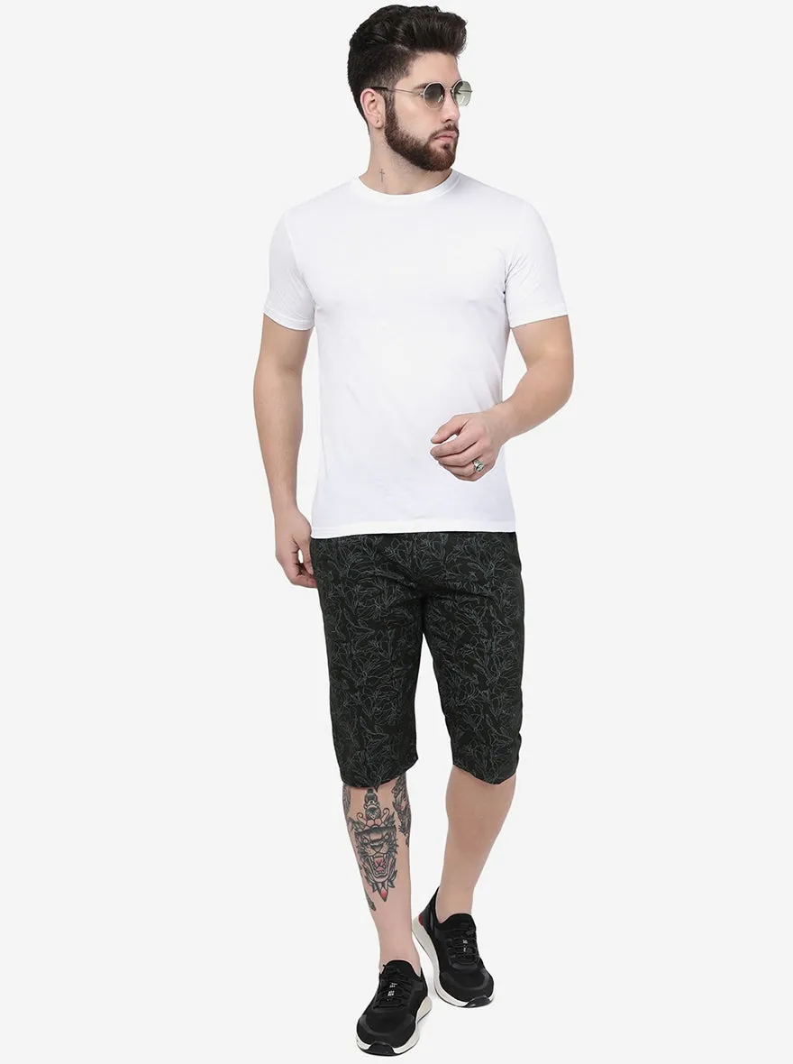 Dark Olive Printed Slim Fit Capri | JadeBlue