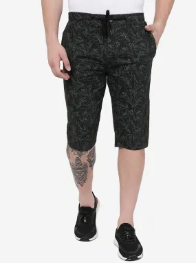 Dark Olive Printed Slim Fit Capri | JadeBlue