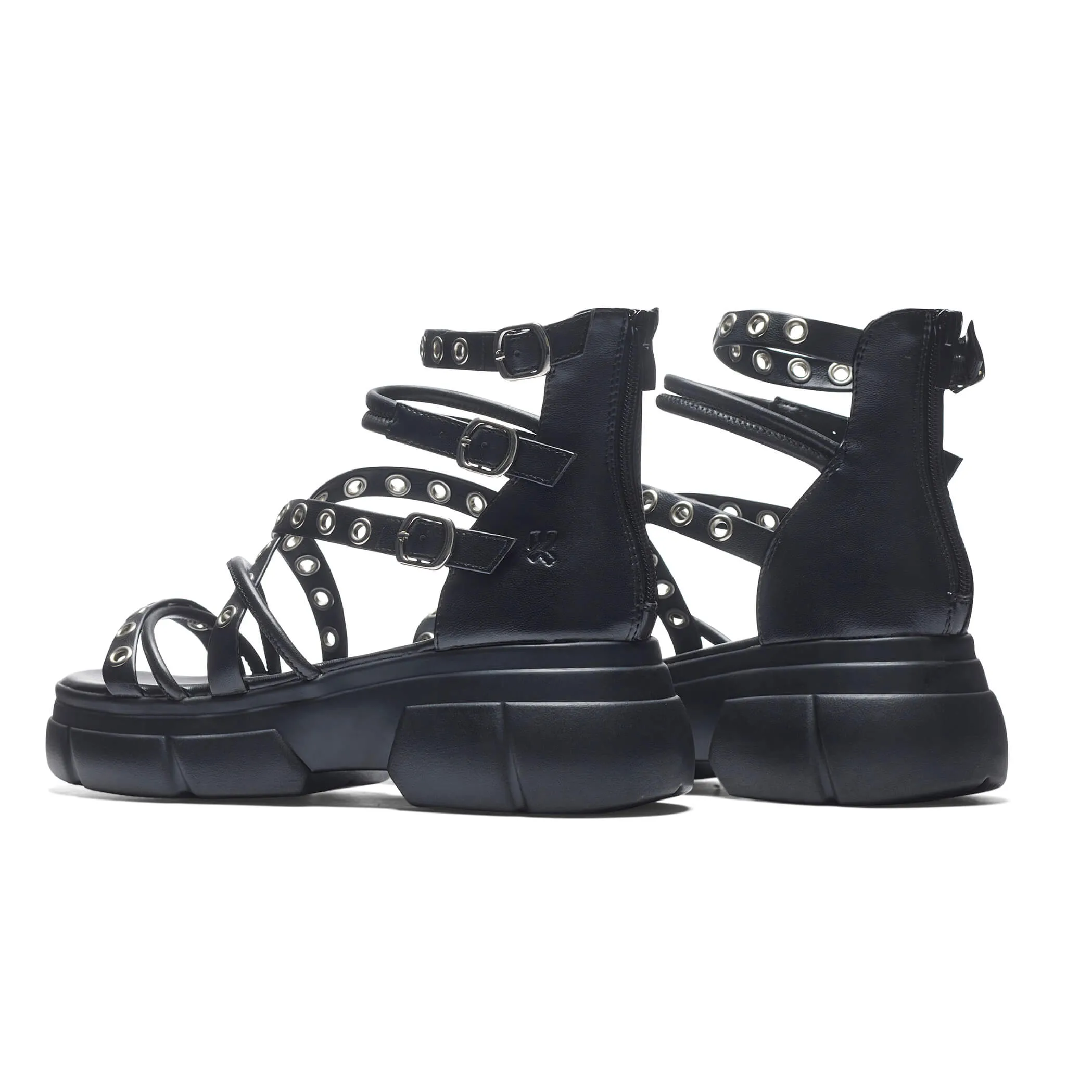 Dark Writings Strappy Chunky Sandals - Black