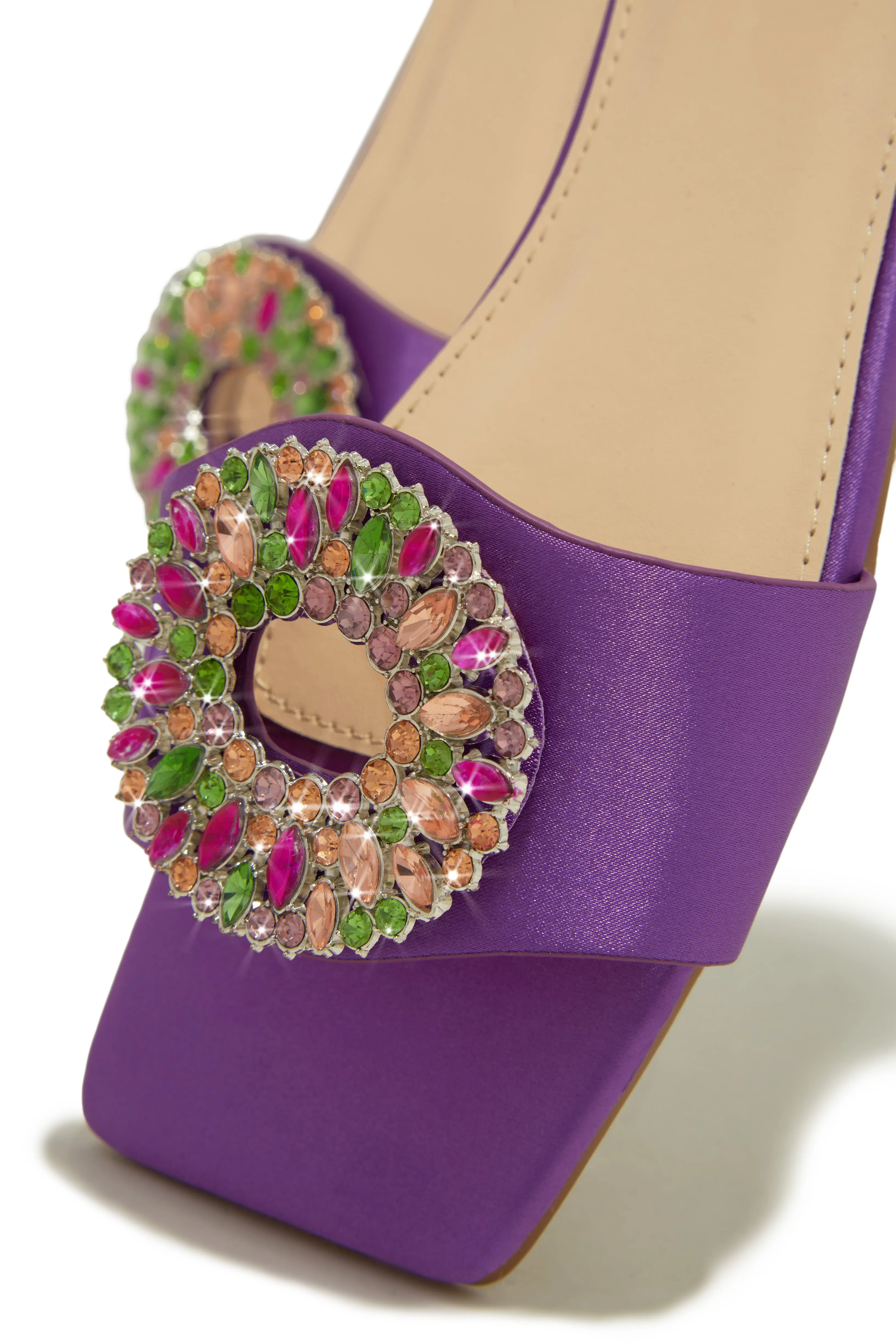 Dolce Summer Embellished Slip On Sandals - Purple