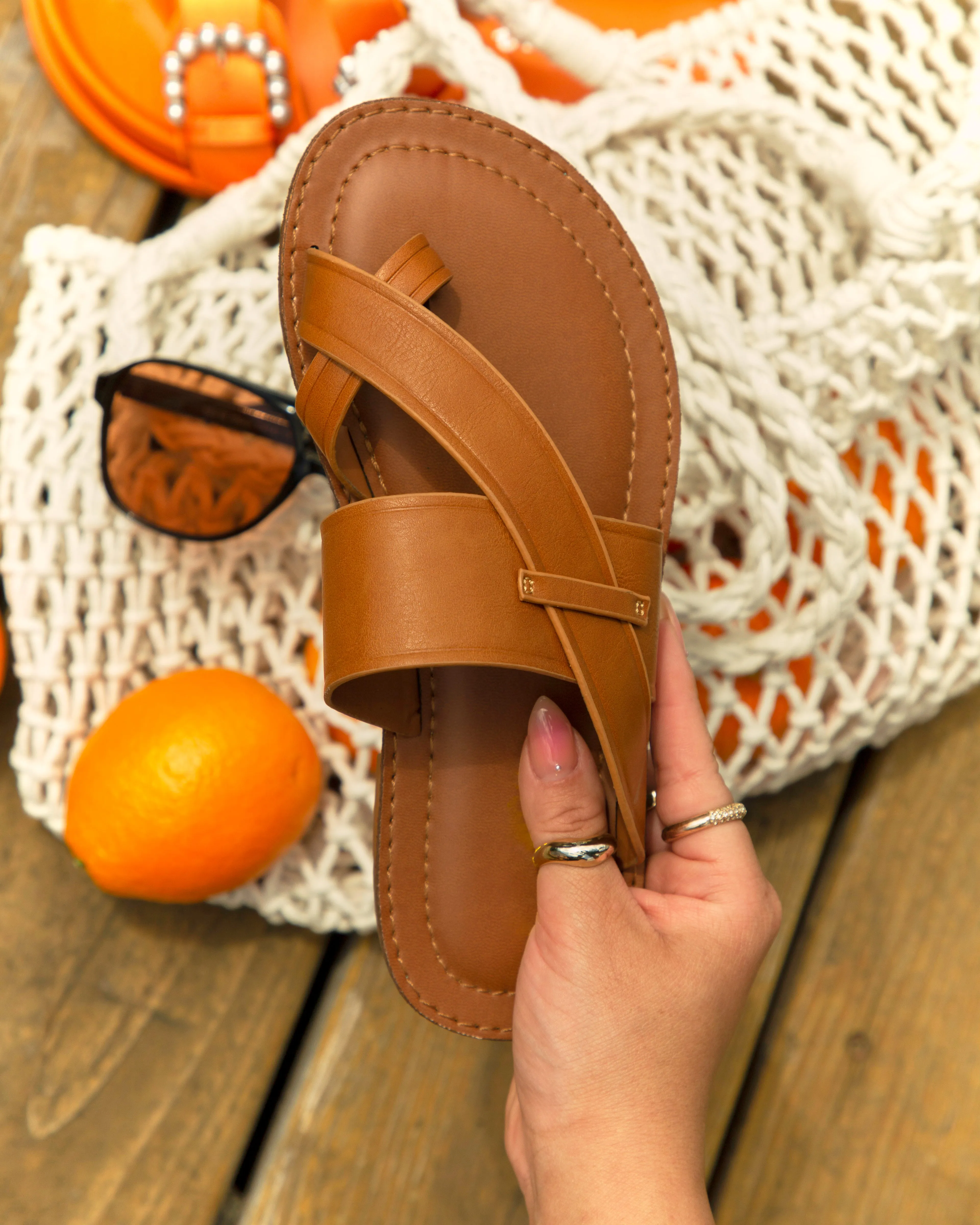 Endless Summer Flat Slip On Sandals - Tan