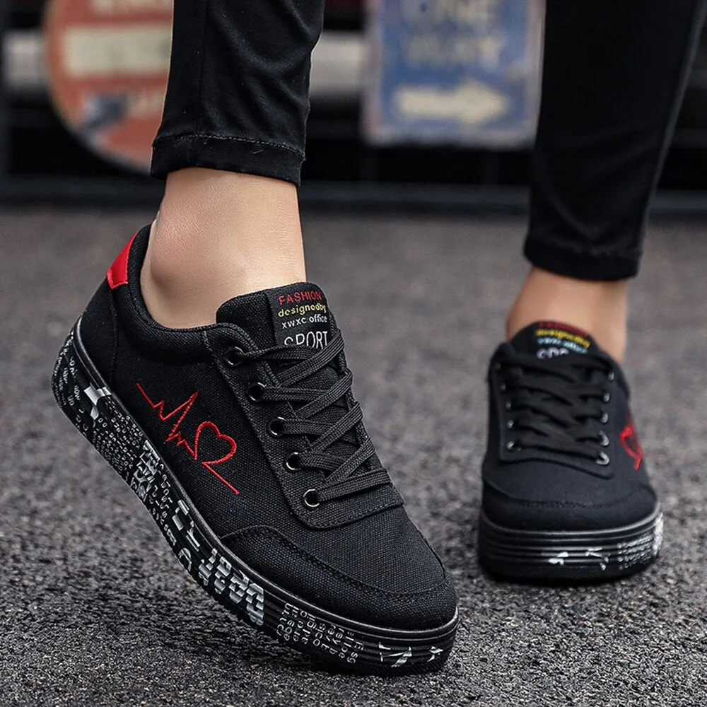 Fashion Women Vulcanized Shoes Sneakers Ladies Lace-up Casual Shoes Breathable Canvas Lover Shoes Graffiti Flat Zapatos cx427