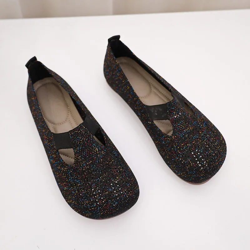 Flexible and Breathable Thin Knitted Ballerina Flats