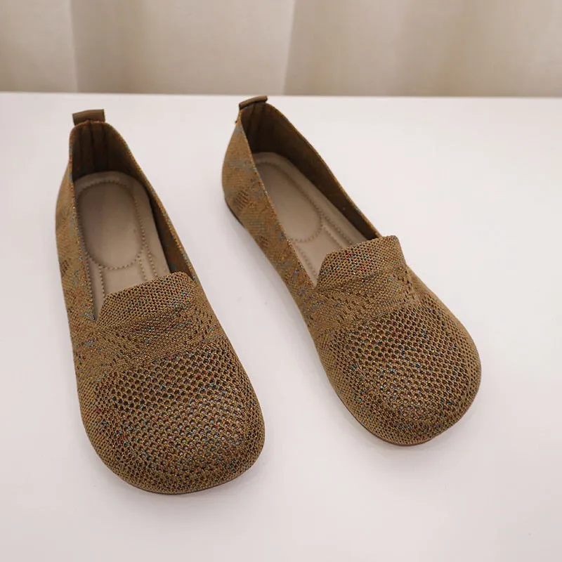 Flexible and Breathable Thin Knitted Ballerina Flats