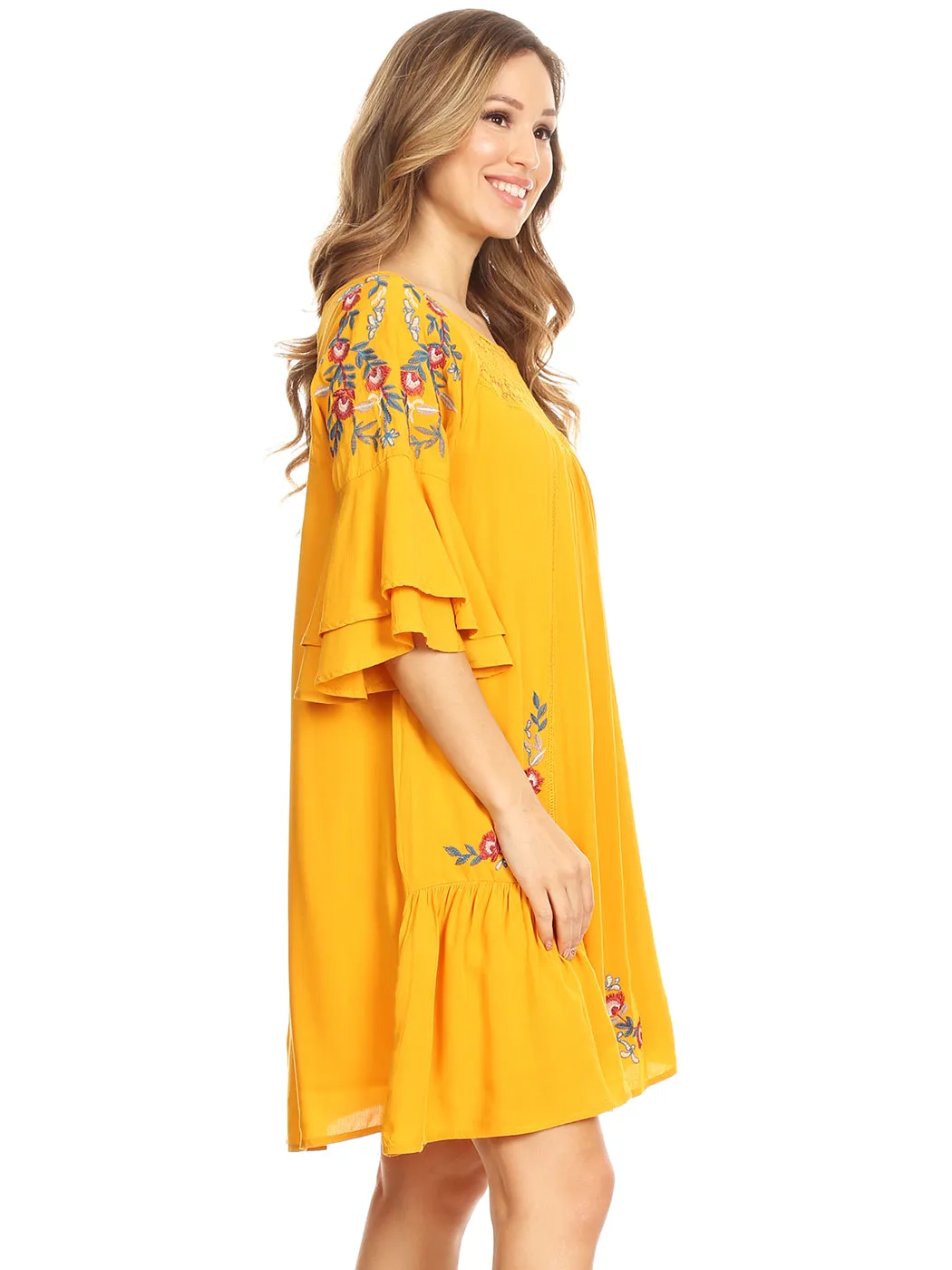 Floral Dream Embroidered Bell Sleeve Dress