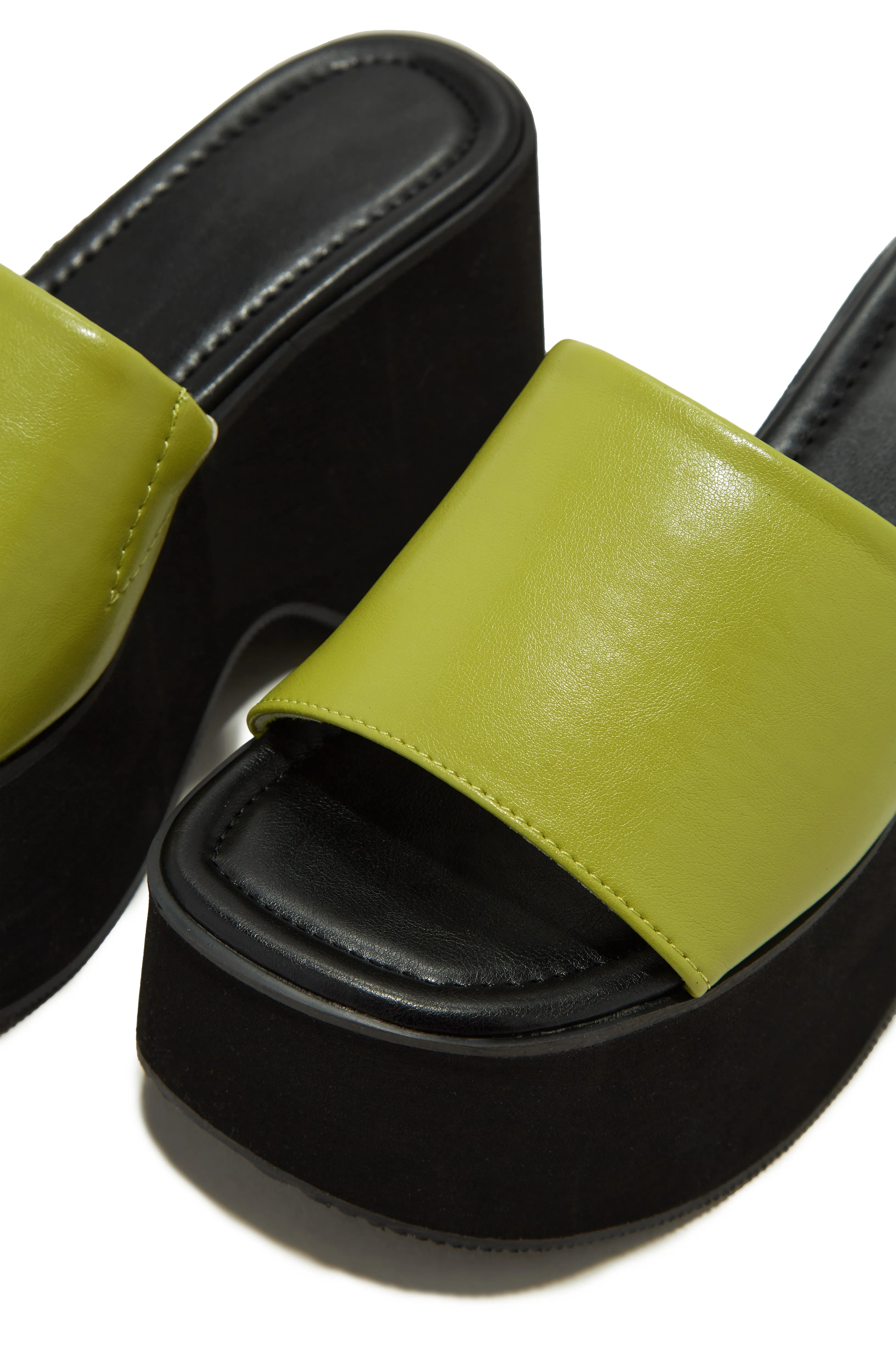 Francia Platform Slip On Sandals - Lime