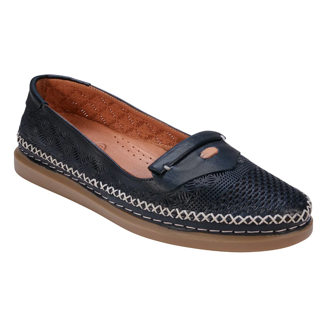 Ginger Black Perforated Leather Flats