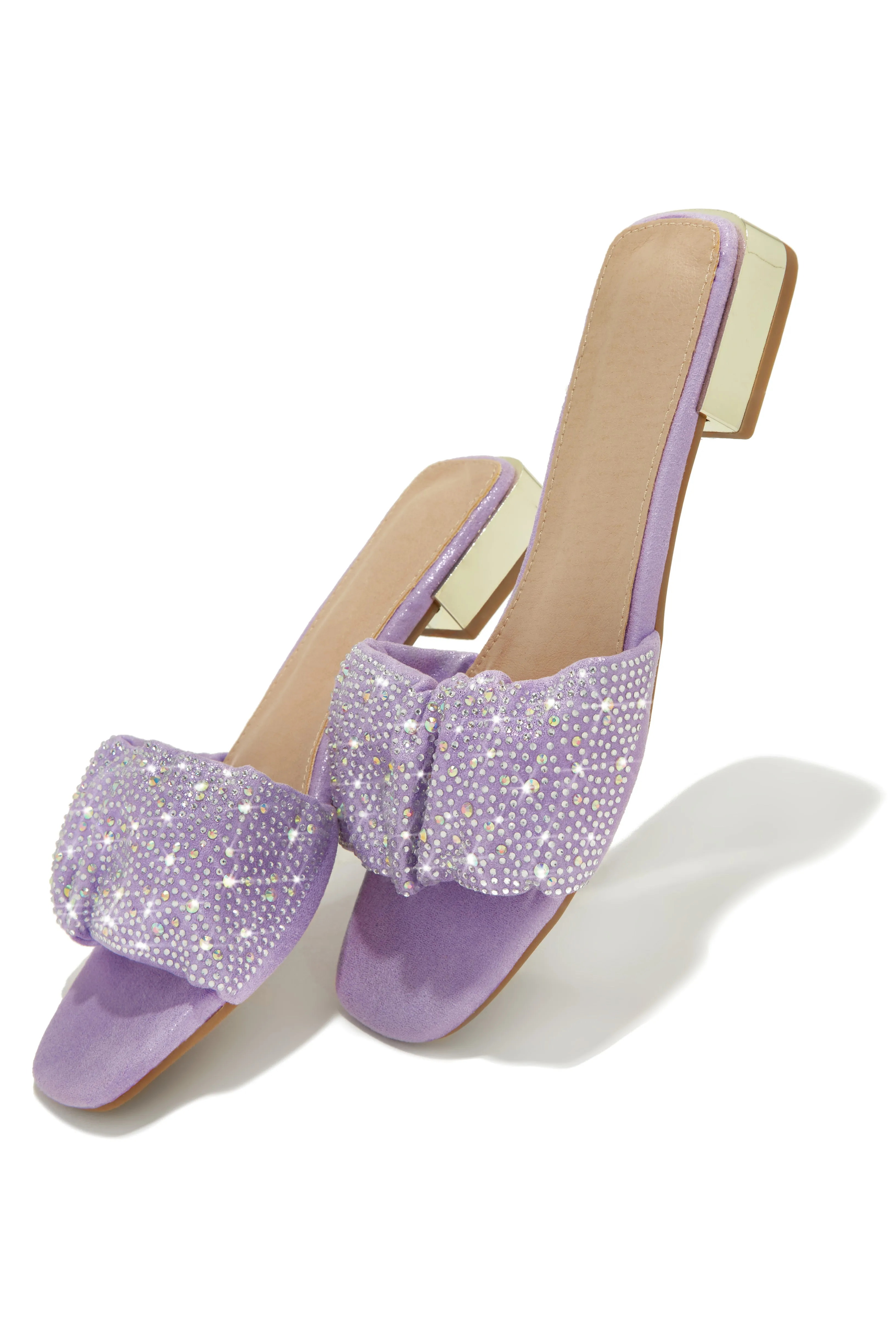 Long Weekend Ready Embellished Slip On Sandals - Lilac