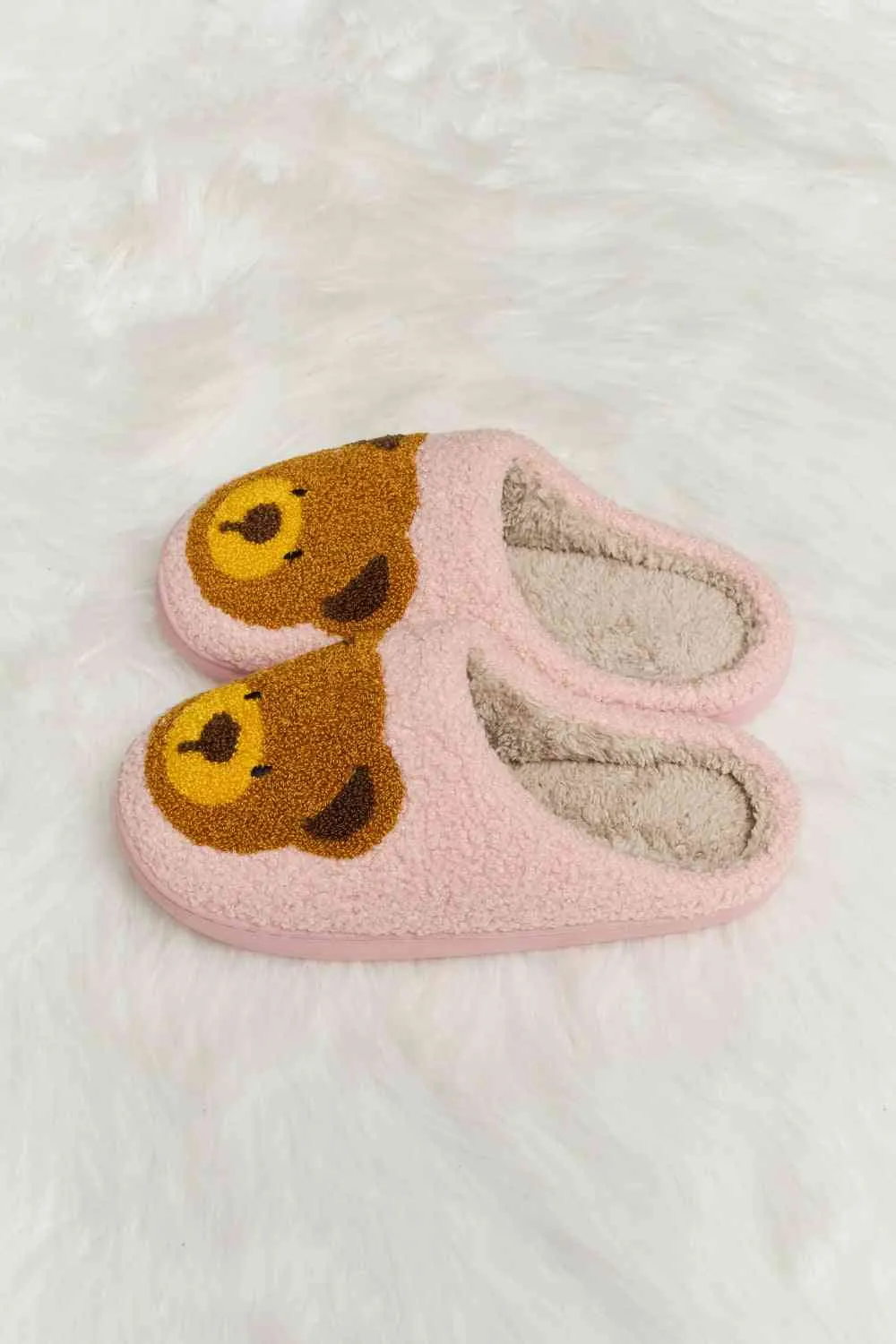 Melody Teddy Bear Print Plush Slide Slippers