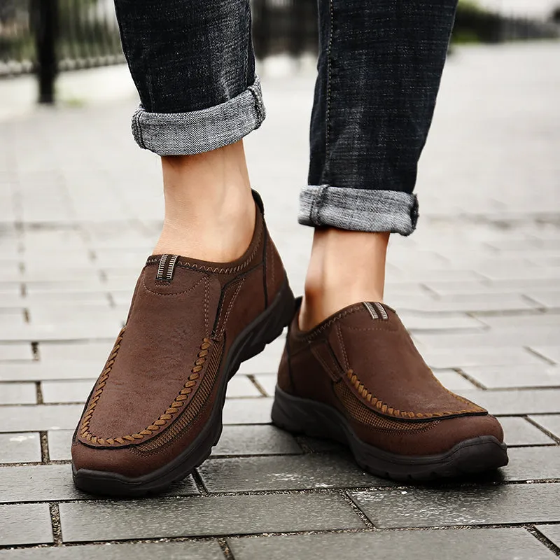 Men's Breathable Leather Moccasins | Plus Size Driving Shoes