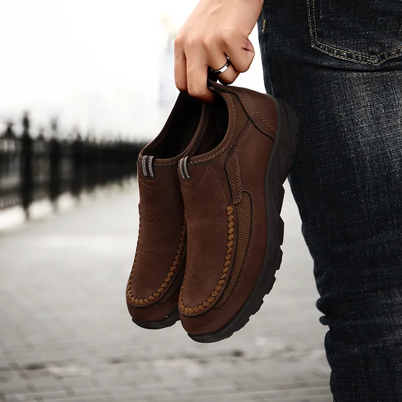 Men's Breathable Leather Moccasins | Plus Size Driving Shoes