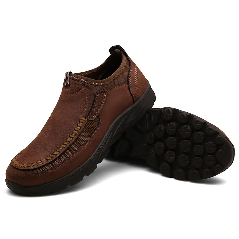 Men's Breathable Leather Moccasins | Plus Size Driving Shoes