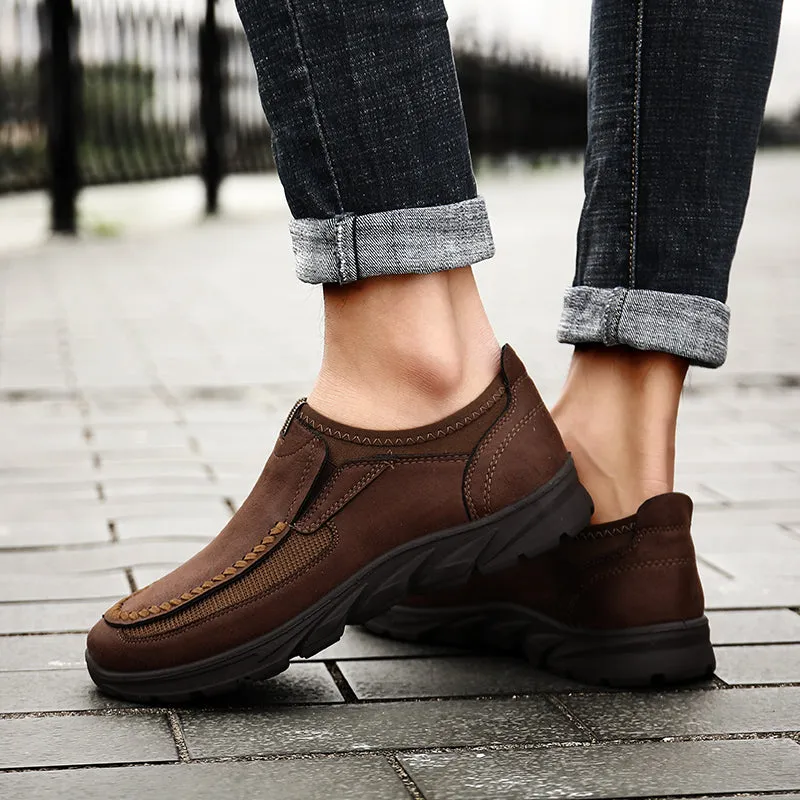 Men's Breathable Leather Moccasins | Plus Size Driving Shoes