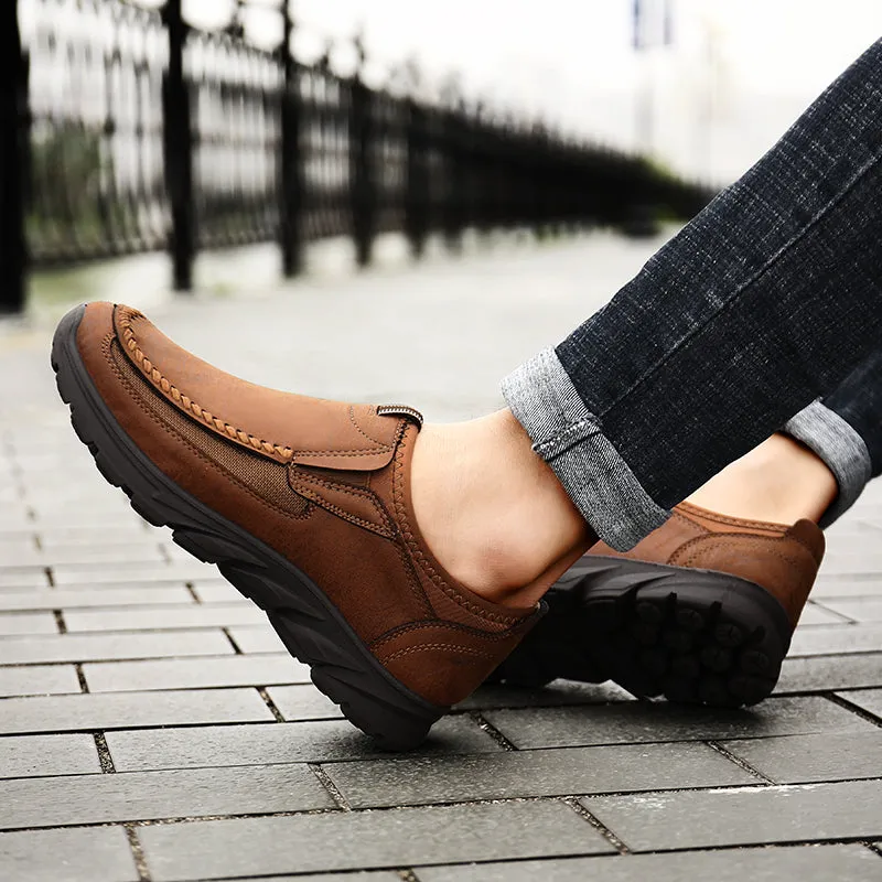 Men's Breathable Leather Moccasins | Plus Size Driving Shoes