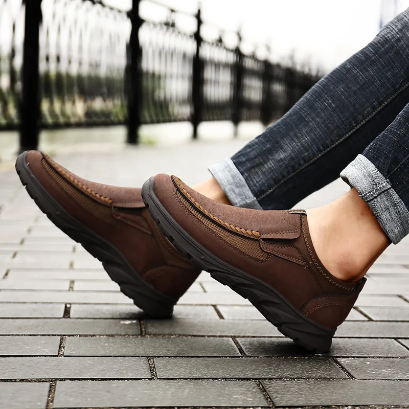 Men's Breathable Leather Moccasins | Plus Size Driving Shoes