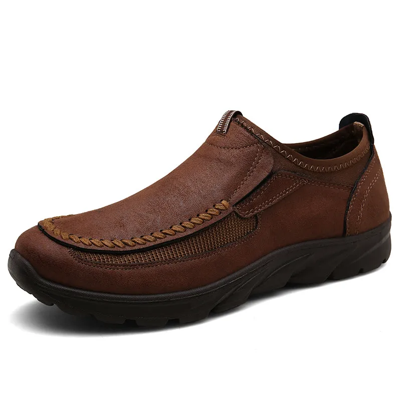 Men's Breathable Leather Moccasins | Plus Size Driving Shoes