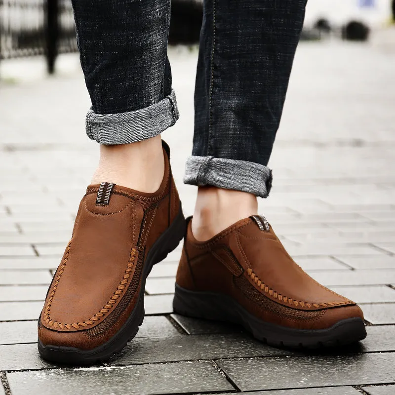 Men's Breathable Leather Moccasins | Plus Size Driving Shoes