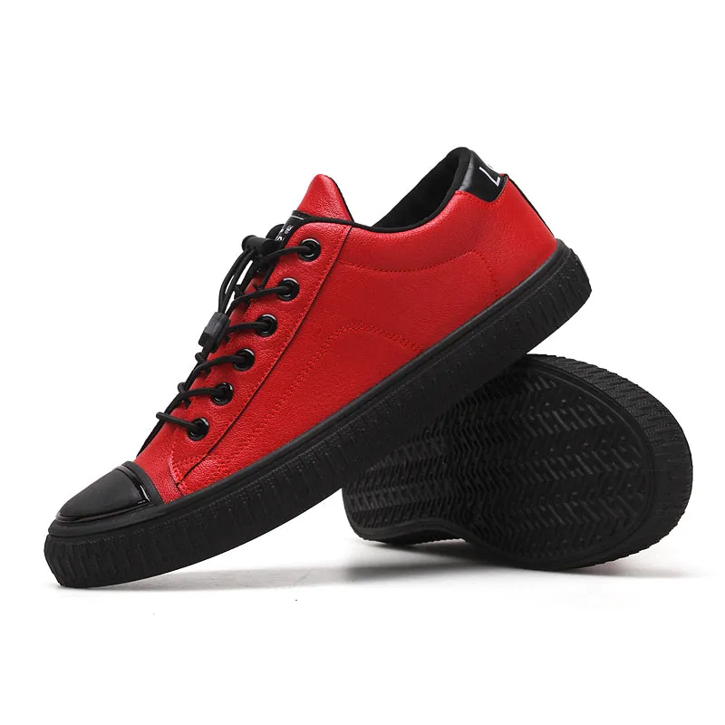 Men's Casual Leather Sneakers | Men's Flat Shoes