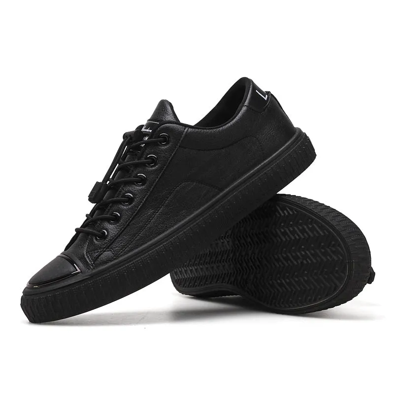 Men's Casual Leather Sneakers | Men's Flat Shoes