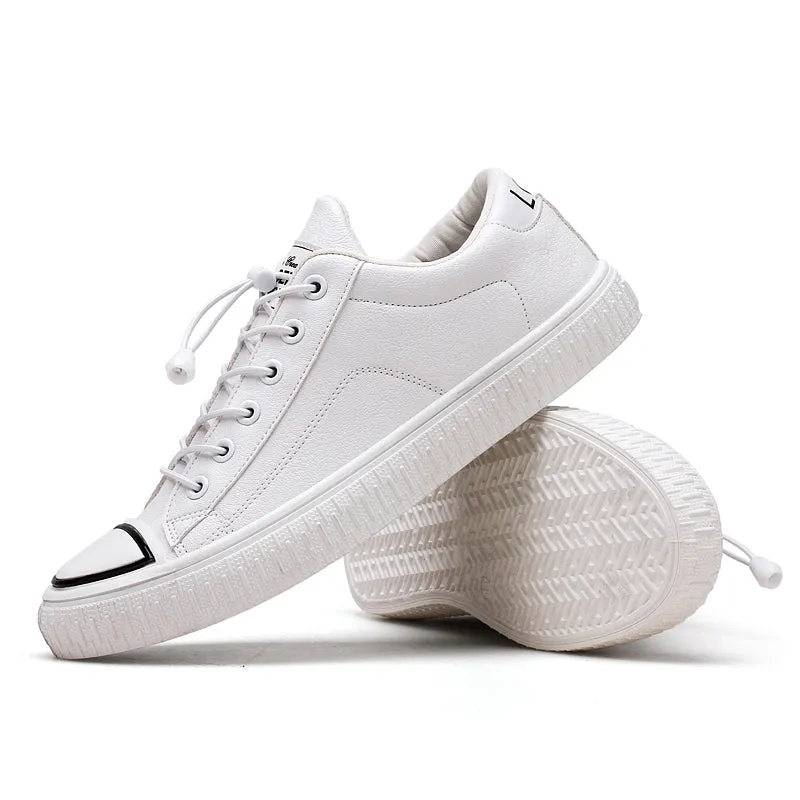 Men's Casual Leather Sneakers | Men's Flat Shoes