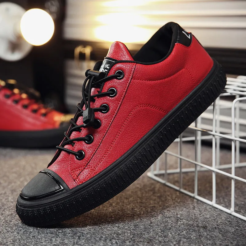 Men's Casual Leather Sneakers | Men's Flat Shoes