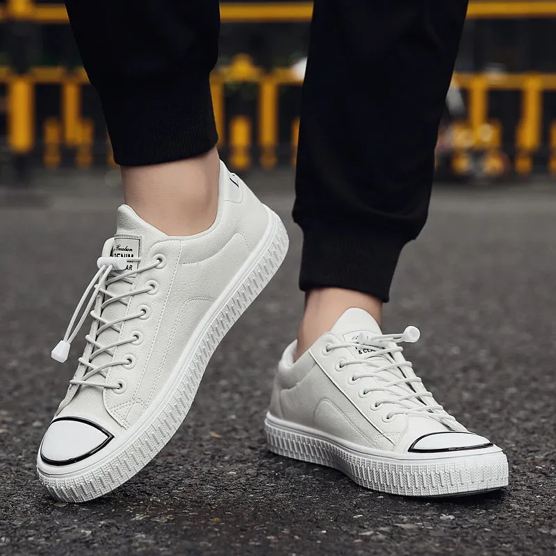 Men's Casual Leather Sneakers | Men's Flat Shoes