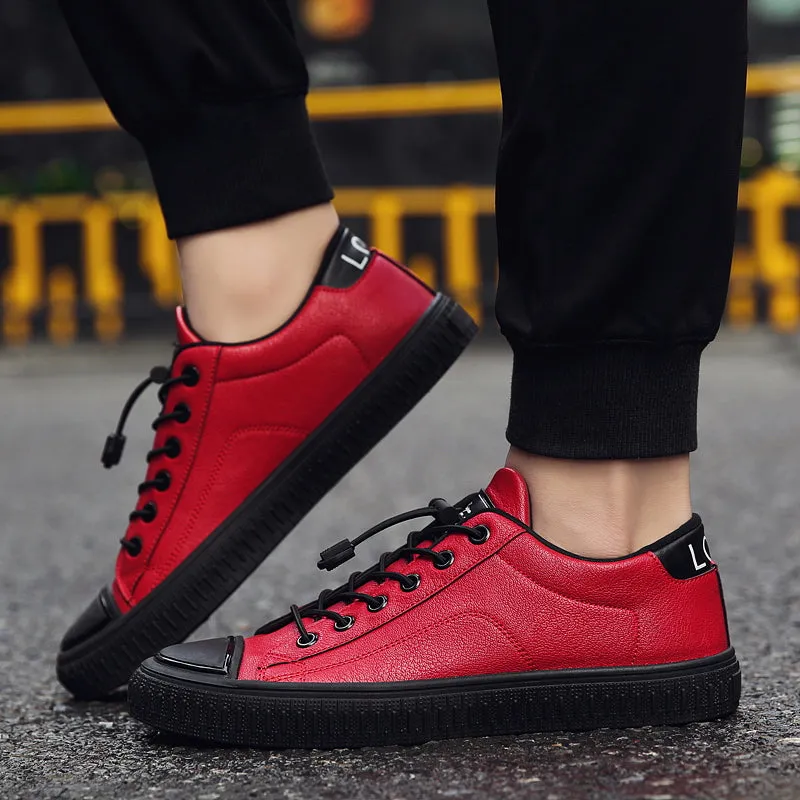 Men's Casual Leather Sneakers | Men's Flat Shoes